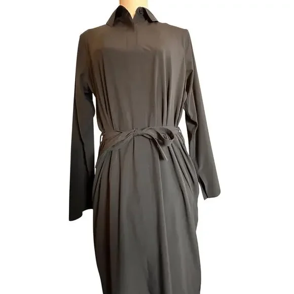 Athleta Urbanite Dress Sz M Black #846038 Travel Casual Comfort Work Momcore Tie - Picture 15 of 16